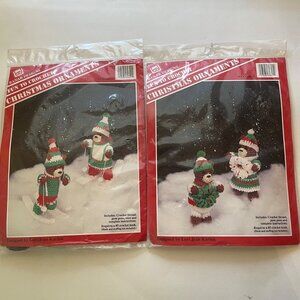 Crochet Kit Christmas Bears Ornaments Banar Designs Vintage Un-Opened Package